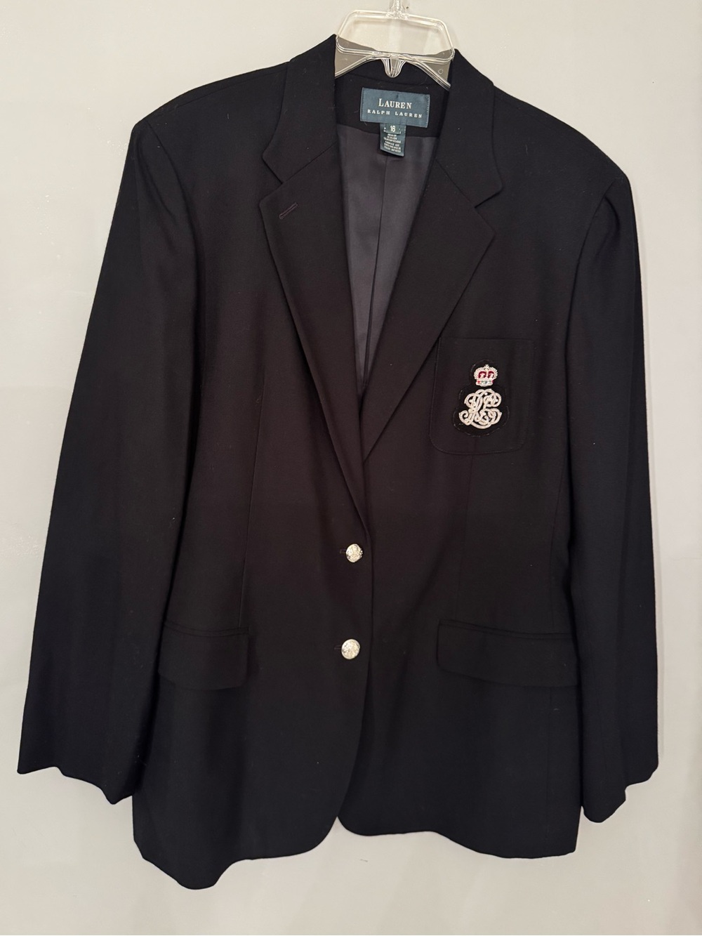Lauren Ralph Lauren Black Women’s Crest Blazer with Silver Buttons Size 16